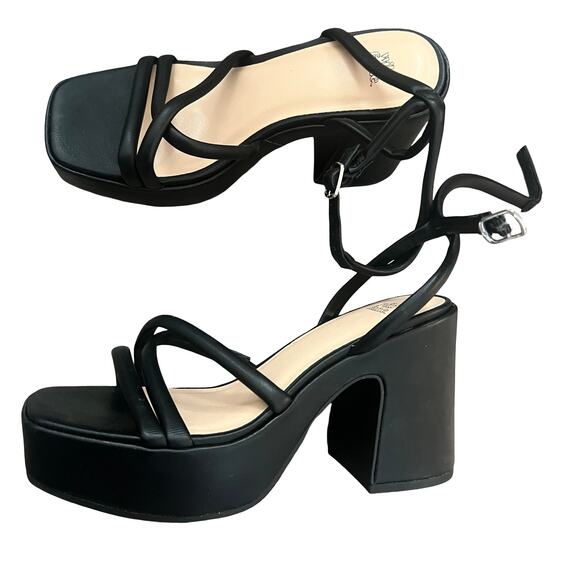 WILD FABLE Astro Strappy Platform Heels Black 7 - Picture 1 of 5